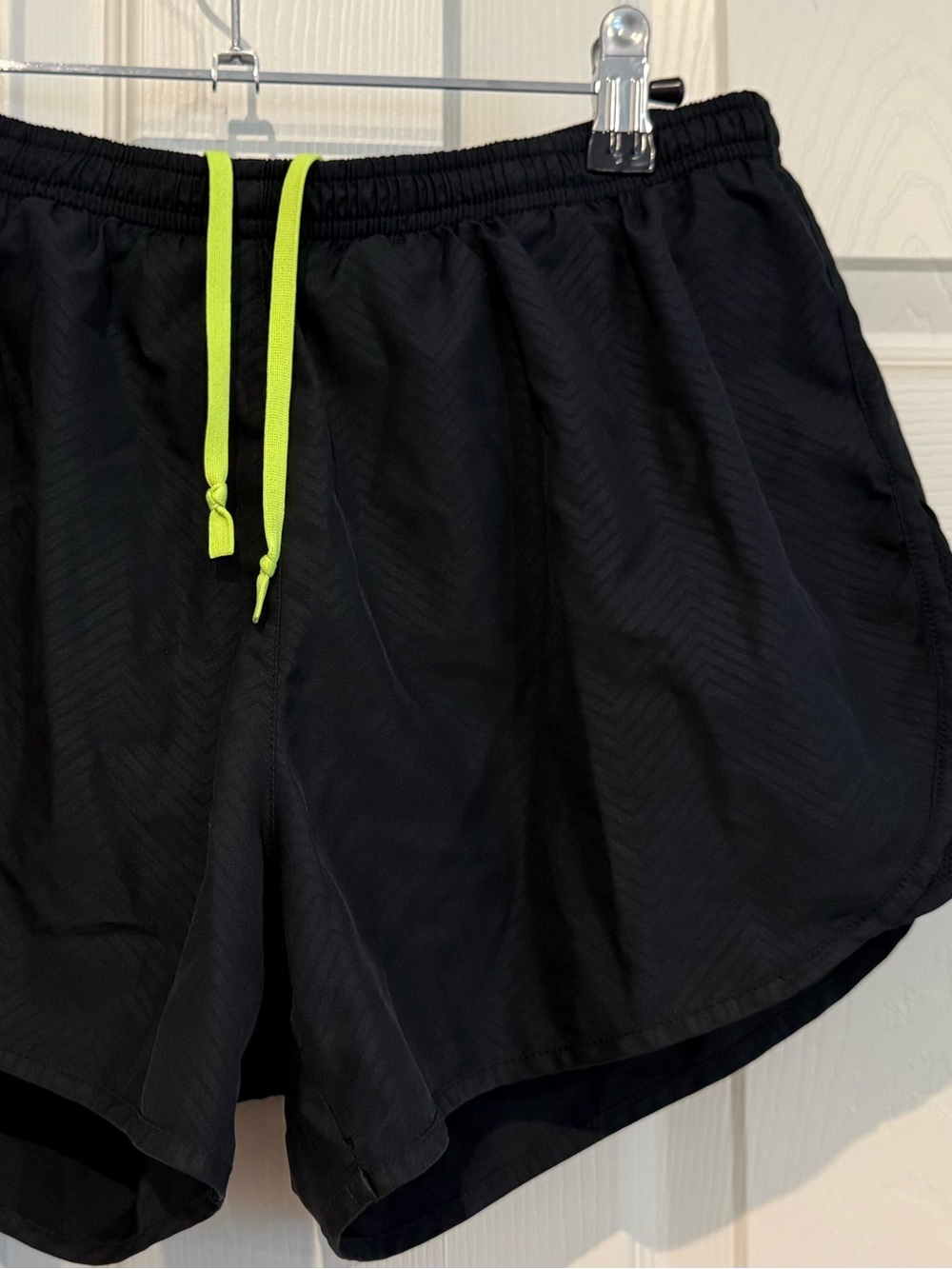 Nike Black Athletic Shorts with Neon Green Drawstring